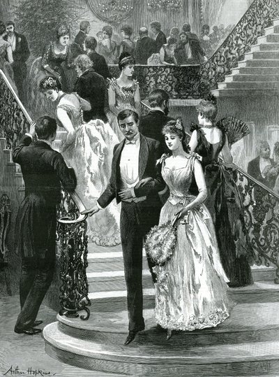 Naar beneden voor het avondeten. Mijn eerste bal door Arthur Hopkins