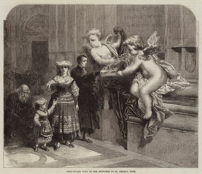 Wijwaterbak bij de Ingang van St. Pieter