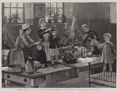 Voorbereidingen voor een koninklijk bezoek, een schets in St Mary