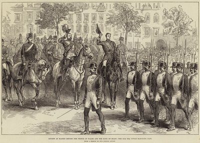 Review in Madrid voor de Prins van Wales en de Koning van Spanje, de Guardia Civile marcheert voorbij door Arthur Hopkins