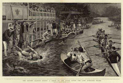 De Oxford Summer Eights, Een Scène op de Rivier na de Laatste Avondrace door Arthur Hopkins