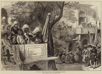 Het koninklijk bezoek aan India, wachtend op de Shahzadah, Gwalior door Arthur Hopkins