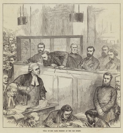 Proces van de Bankvervalsers bij de Old Bailey door Arthur Hopkins