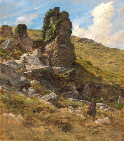 Een rotsachtige uitloper door Arthur Hughes
