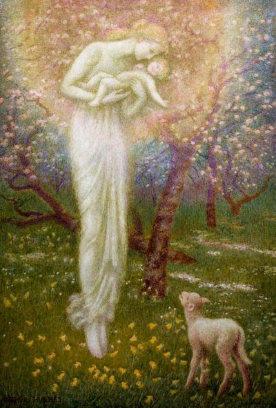 Lammetje wie heeft jou gemaakt (schilderij) door Arthur Hughes