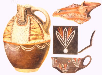 Kopiereproducties en kleurrijke fragmenten van Knossos door Arthur John Evans