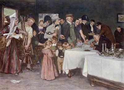 Het volk van Pruisen schenkt hun bezittingen om een nieuwe oorlog tegen Napoleon te financieren door Arthur Kampf