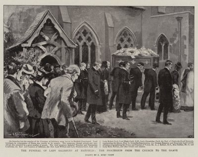 De Begrafenis van Lady Salisbury in Hatfield, de Processie van de Kerk naar het Graf door Arthur Kemp Tebby