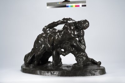 Man in gevecht met leeuwenwelp door Arthur Putnam