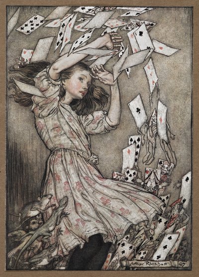 Alice en het vallende kaartenhuis door Arthur Rackham