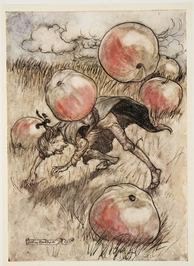 Appels Vallen Rond Mijn Oren, uit Gullivers Reizen door Jonathon Swift, pub. 1909 door Arthur Rackham