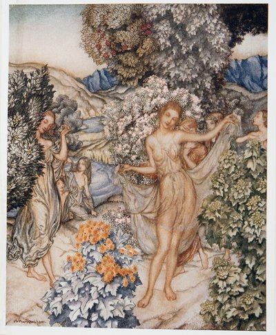 Kom, gematigde nimfen, en help een contract van ware liefde te vieren, illustratie uit William Shakespeares De Storm, uitgegeven 1926 door Arthur Rackham