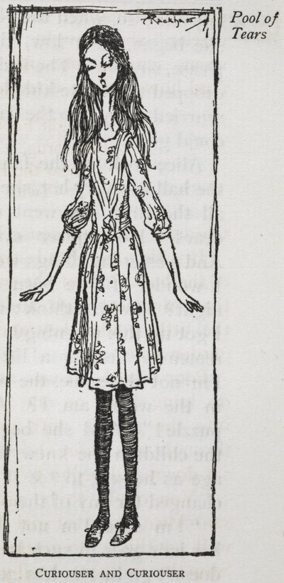 Steeds nieuwsgieriger - Alice nadat ze begon te groeien door Arthur Rackham