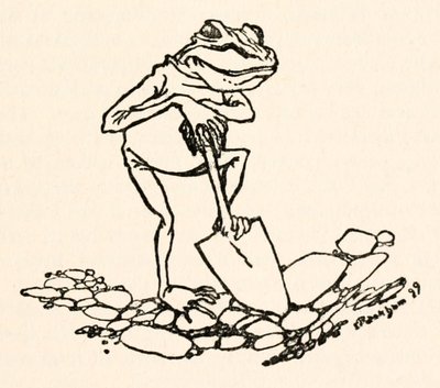 Kikker met een spade, uit Gullivers Reizen door Jonathan Swift door Arthur Rackham