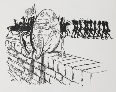 Humpty Dumpty zat op een muur door Arthur Rackham