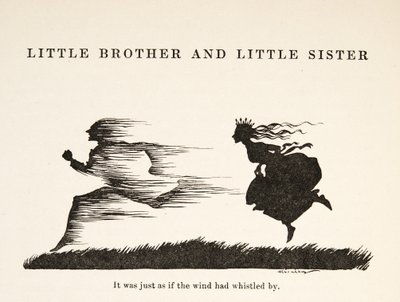 Het was net alsof de wind voorbij floot, uit Kleine Broer & Kleine Zus en Andere Verhalen van de Gebroeders Grimm, uitgegeven 1917 door Arthur Rackham