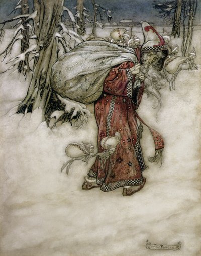 Kerstman, illustratie uit Arthur Rackhams Book of Pictures, 1907, gepubliceerd 1913 door Arthur Rackham