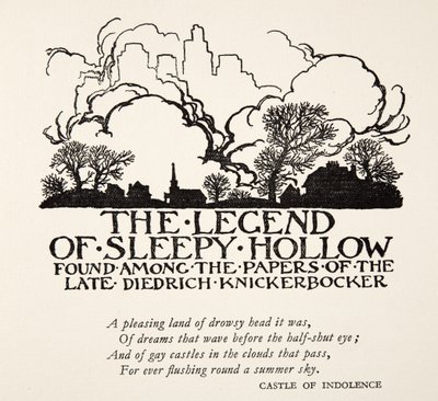 De Legende van Sleepy Hollow, uit De Legende van Sleepy Hollow door Washington Irving (1783 - 1859), pub. 1928 door Arthur Rackham