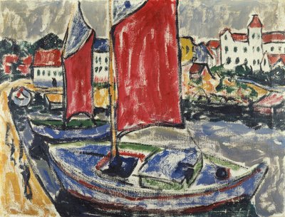 Zeilboten in de haven door Arthur Segal
