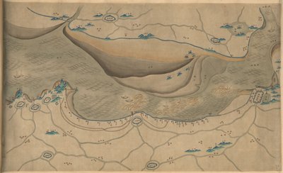 120.000. geleverd. Georiënteerd met het noorden naar de onderkant. Reliëf picturaal weergegeven. Picturale kaart. Hummel aankoop 1930, nr. 34. Toont gebied langs de Qiantang-rivier, vooral het gedeelte van de Hangzhou-baai in de provincie Zhejiang. Ook bes door Arthur W. Hummel