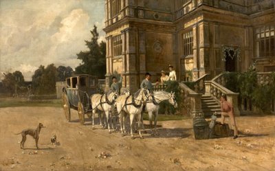 Vooraanzicht van Wollaton Hall, Nottingham met paard en wagen, ca. 1880-1906 door Arthur Walker Redgate