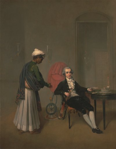 Portret van een heer en een Indiase dienaar door Arthur William Devis