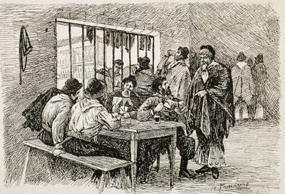 Argentinië (20e eeuw). “Pulperia”, een taverne en slijterij. Illustratie door T.Tamarera. Gravure door Artist Unknown
