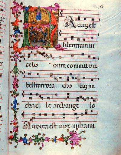 Christus Rechter en de Aartsengel Michaël vechten tegen duivels door Artist Unknown