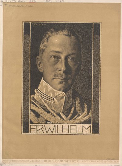 Kroonprins van het Duitse rijk en van Pruisen Wilhelm door Artist Unknown