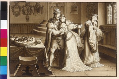 Koning Ottokar II verstoot echtgenote Margaretha en trouwt met Cunigunde door Artist Unknown