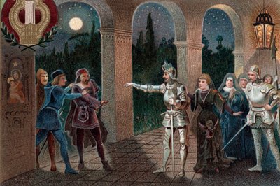 Leonora ontvoerd uit klooster door Manrico, Act II scène 5 uit de opera "Il Trovatore" van Giuseppe Verdi door Artist Unknown
