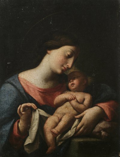 Madonna en kind (olieverf op doek) door Artist Unknown