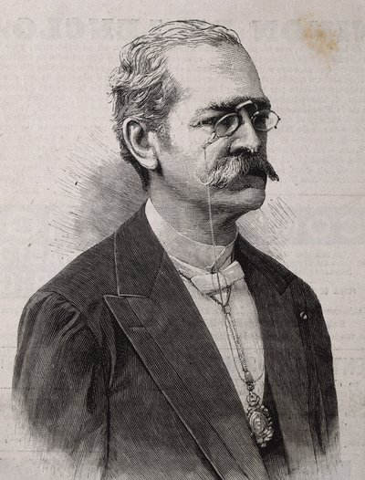 Ricardo Palma (1833-1919). Peruviaanse auteur, geleerde, bibliothecaris en politicus. Gravure. door Artist Unknown