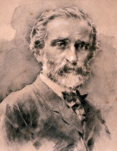 Portret van Giuseppe Fortunino Francesco Verdi (ets) door Artist Unknown