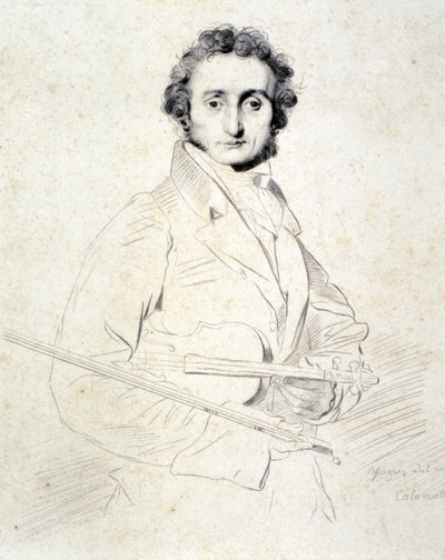 Portret van Niccolo Paganini (ets) door Artist Unknown