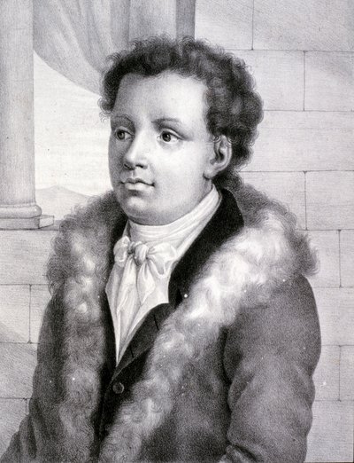 Portret van Wolfgang Amadeus Mozart (ets) door Artist Unknown