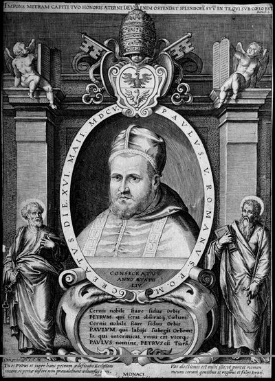 Portret van de 231e paus Paulus V in 1605 door Artist Unknown