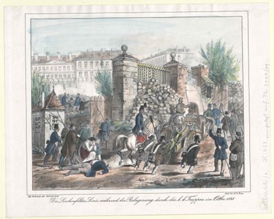 De Lerchenfelder linie tijdens de belegering door de k. k. troepen in oktober 1848 door Artist Unknown