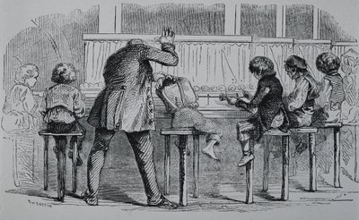 VERENIGD KONINKRIJK. ENGELAND. Industriële Revolutie. Kinderen die machines gebruiken in een textielfabriek. Gravure door Artist Unknown