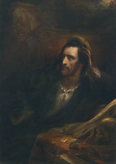 Faust in zijn studeerkamer, rechtsonder gesigneerd en gedateerd Ary Scheffer 1831 door Ary Scheffer
