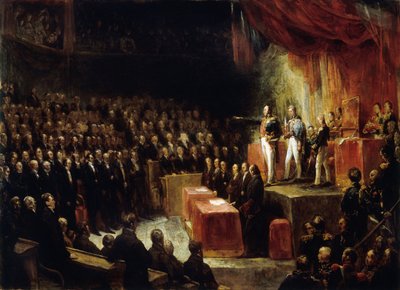 Louis-Philippe Legt de Eed af op de Grondwet voor de Kamers op 9 Augustus 1830 door Ary Scheffer