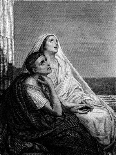 Saint Monique met Saint Augustin - op het frontispice van de Geschiedenis van Saint Monique door Abbe Bougaud, Librairie Poussielgue 1866 door Ary Scheffer