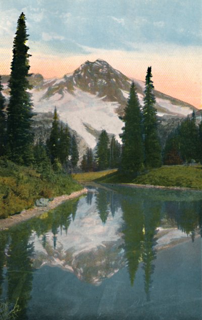 Mount Rainier en Reflectie Meer door Asahel Curtis