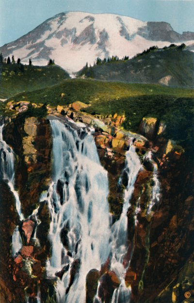 Myrtle Falls en Mount Rainier, ca. 1916 door Asahel Curtis
