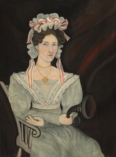 Mogelijk Mrs. William Sheldon, ca.1831 (olieverf op hout) door Asahel L. Powers