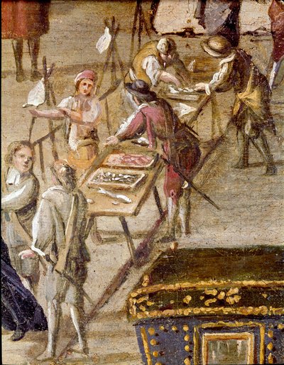 Plein van het gerechtshof van de Vicaria in Napels ten tijde van de revolutie van Masaniello door Ascanio Luciani