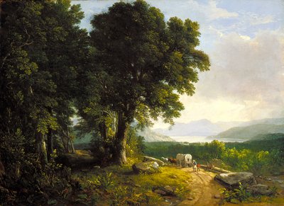 Landschap met Overdekte Wagen (olie op doek) door Asher Brown Durand