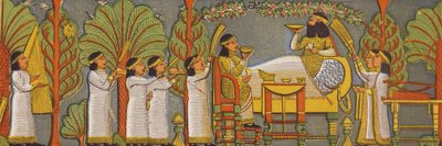 Assyrische banketscène door Assyrian