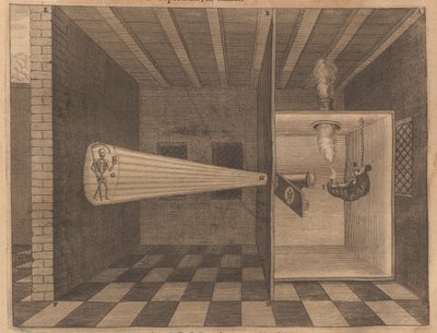 Toverlantaarn toont de Dood uit Ars Magna Lucis door Athanasius Kircher