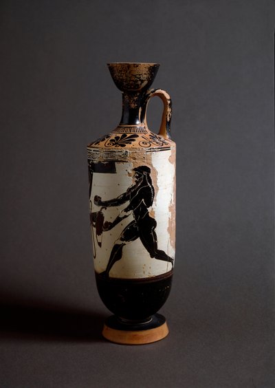Griekse kunst: Herakles en Atlas (detail). Lekythos wit door de schilder van Athena door Athena Painter (workshop of)